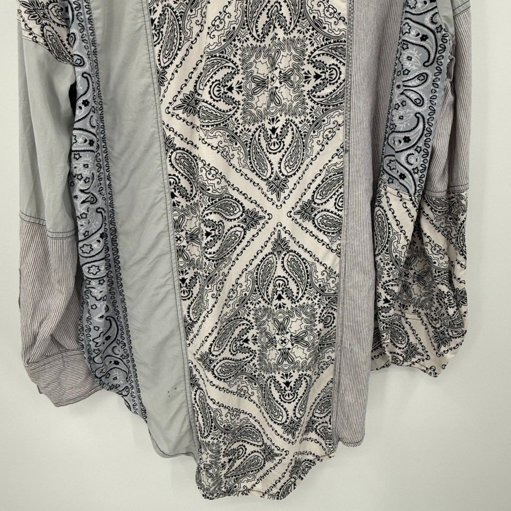 Free People All Patched Up Bandana Patchwork Button Up Shirt Sz S Lagenlook Boho - Picture 14 of 15
